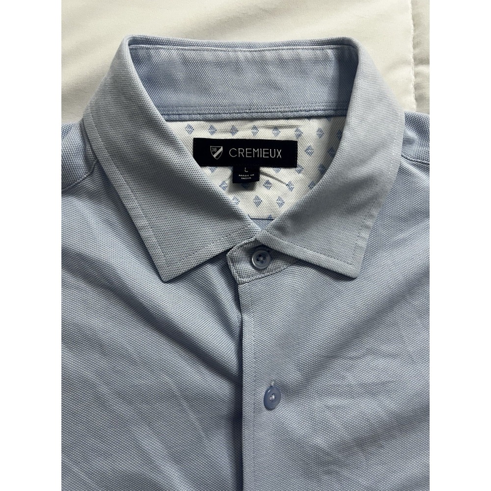 Cremieux‎ Shirt Mens Large Blue Short Sleeve Button Cotton